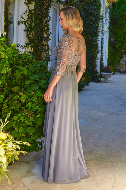 Elizabeth K GL3574 Beaded 3/4 Sleeve A-line Mother of the Bride Dress