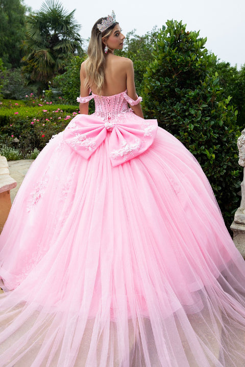 GLS Gloria GL3576 Off Shoulder Bow Ball Quinceañera Dress