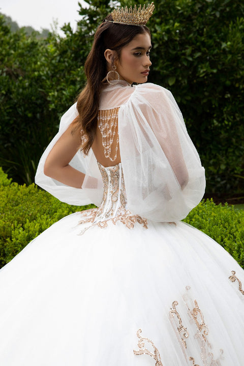 GLS Gloria GL3578 Strapless Puff Sleeve Ball Quinceañera Dress