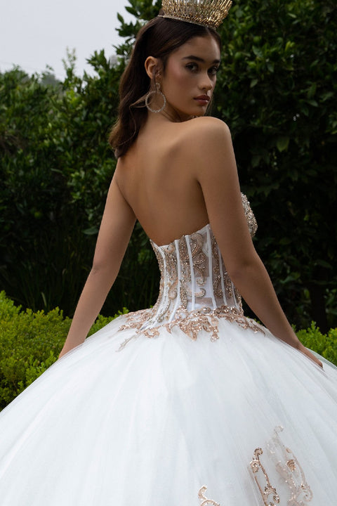 GLS Gloria GL3578 Strapless Puff Sleeve Ball Quinceañera Dress