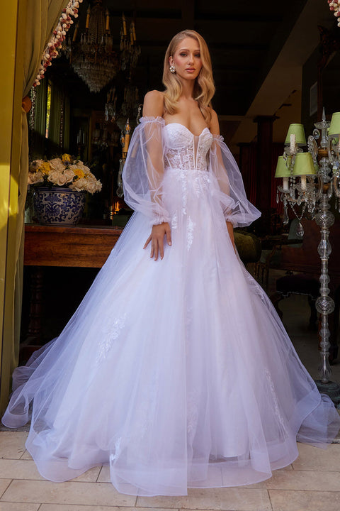 GLS Gloria GL3579 Puff Sleeve Ball Wedding Dress