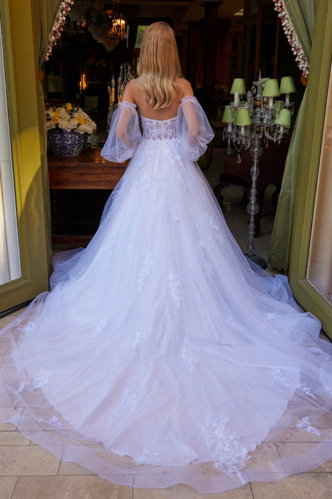 GLS Gloria GL3579 Puff Sleeve Ball Wedding Dress