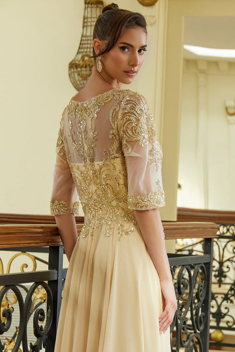GLS Gloria GL3599 Chiffon Mid-Sleeve A-line Mother of the Bride Dress