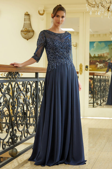 GLS Gloria GL3599 Chiffon Mid-Sleeve A-line Mother of the Bride Dress