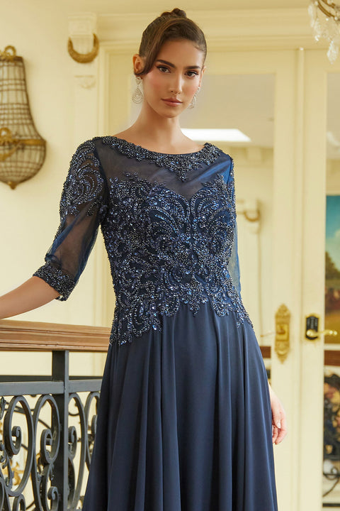 GLS Gloria GL3599 Chiffon Mid-Sleeve A-line Mother of the Bride Dress