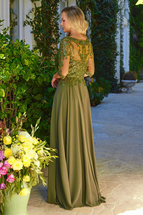 GLS Gloria GL3599 Chiffon Mid-Sleeve A-line Mother of the Bride Dress