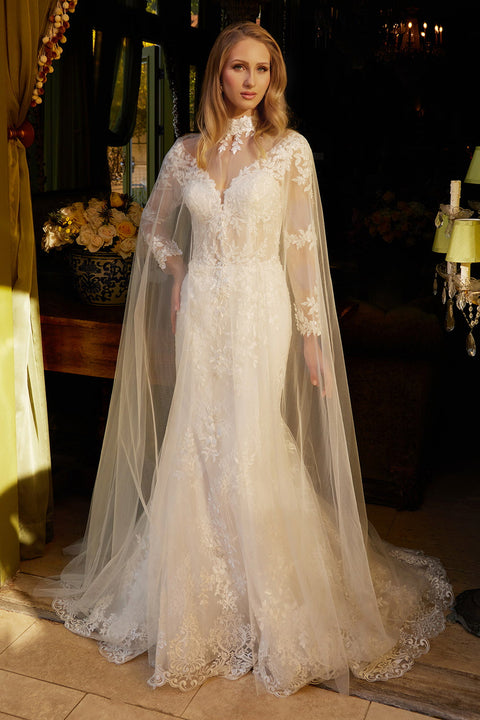 GLS Gloria GL3605 Long Sleeve Cape Wedding Dress