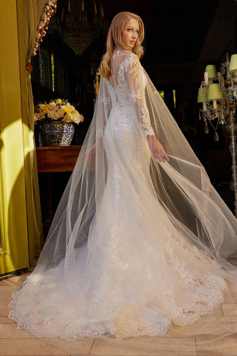 GLS Gloria GL3605 Long Sleeve Cape Wedding Dress