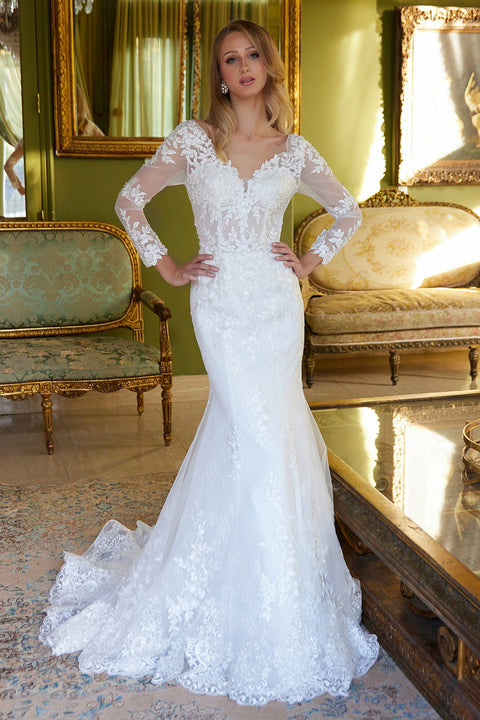 GLS Gloria GL3605 Long Sleeve Cape Wedding Dress