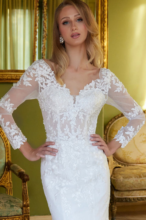 GLS Gloria GL3605 Long Sleeve Cape Wedding Dress