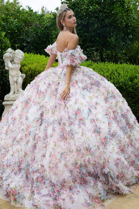 GLS Gloria GL3609 Print Off Shoulder Ball Quinceañera Dress