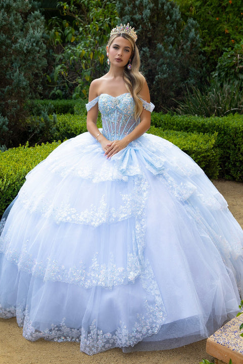 GLS Gloria GL3612 Off Shoulder Tiered Ball Quinceañera Dress
