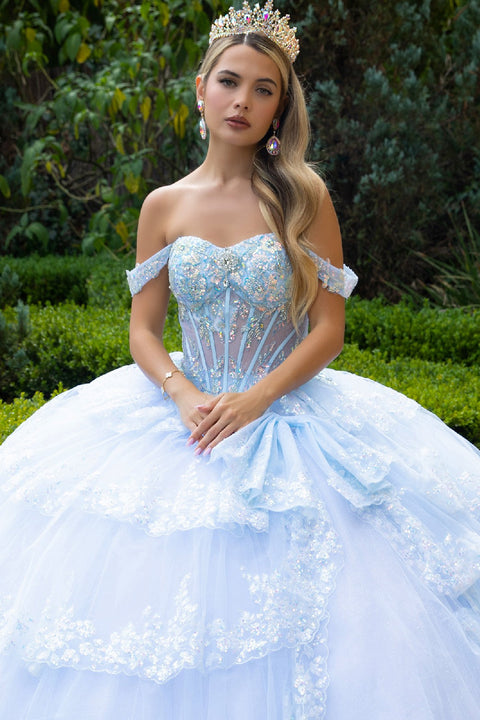 GLS Gloria GL3612 Off Shoulder Tiered Ball Quinceañera Dress