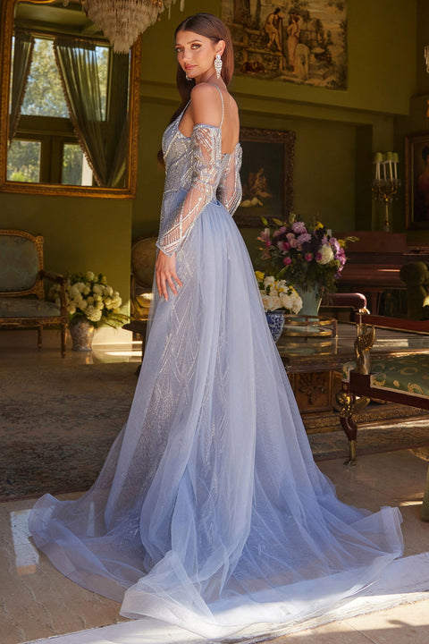 GLS Gloria GL3616 Glitter V-Neck Overskirt Prom & Evening Dress