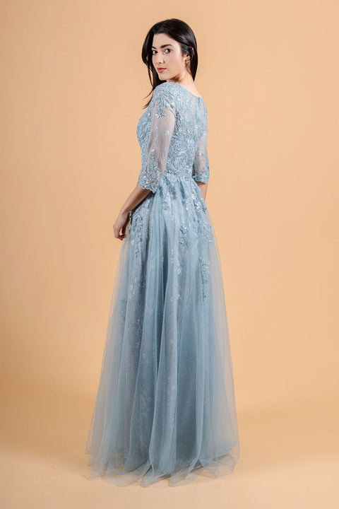 Elizabeth K GL3629 Lace 3/4 Sleeve A-line Mother of the Bride Dress