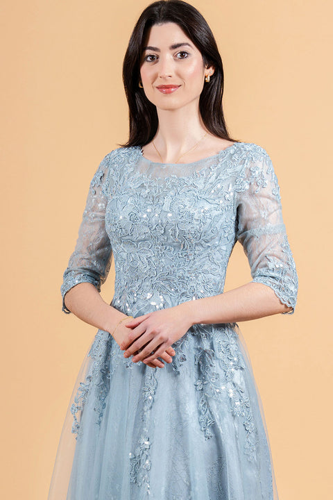Elizabeth K GL3629 Lace 3/4 Sleeve A-line Mother of the Bride Dress