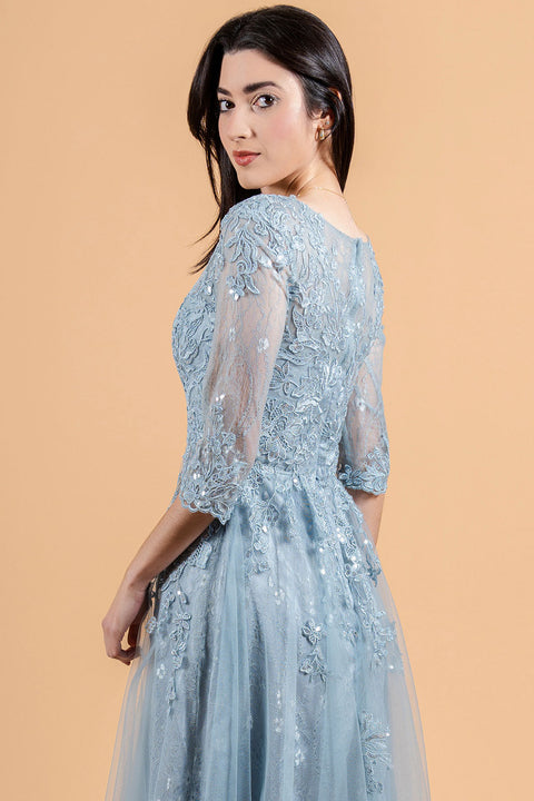 Elizabeth K GL3629 Lace 3/4 Sleeve A-line Mother of the Bride Dress
