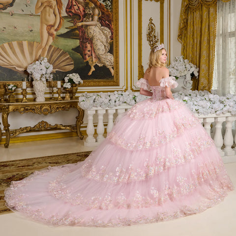Elizabeth K GL3650 Off Shoulder Tiered Ball Quinceañera Dress