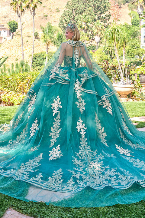 Elizabeth K GL3671 Strapless Cape Ball Quinceañera Dress