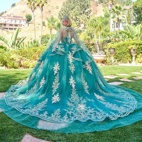 Elizabeth K GL3671 Strapless Cape Ball Quinceañera Dress