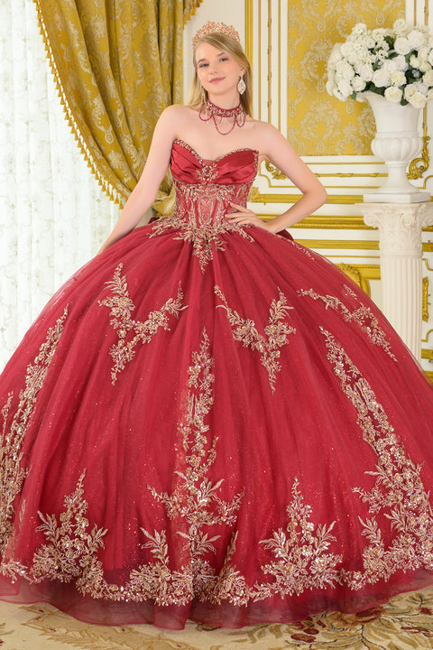 Elizabeth K GL3675 Applique Strapless Ball Quinceañera Dress