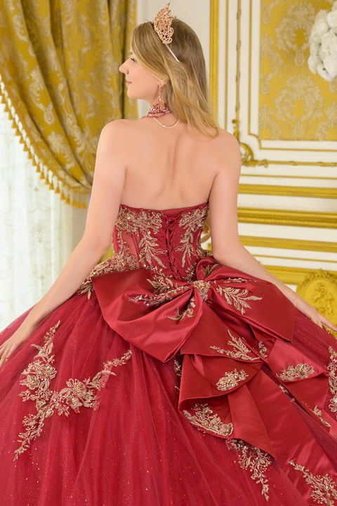 Elizabeth K GL3675 Applique Strapless Ball Quinceañera Dress