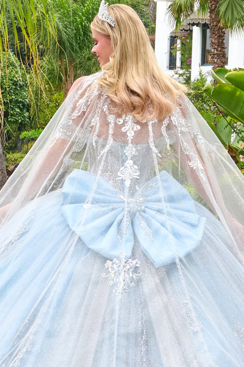 Elizabeth K GL3707 Off Shoulder Cape Ball Quinceañera Dress