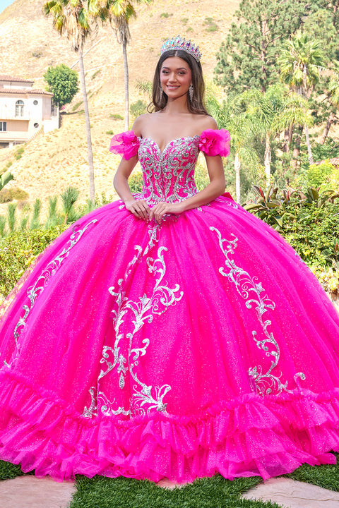 Elizabeth K GL3709 Off Shoulder Ruffled Ball Quinceañera Dress