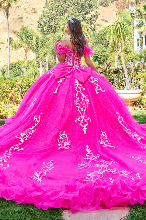 Elizabeth K GL3709 Off Shoulder Ruffled Ball Quinceañera Dress