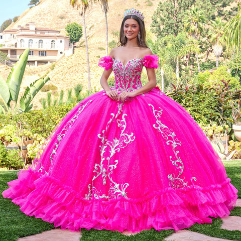 Elizabeth K GL3709 Off Shoulder Ruffled Ball Quinceañera Dress