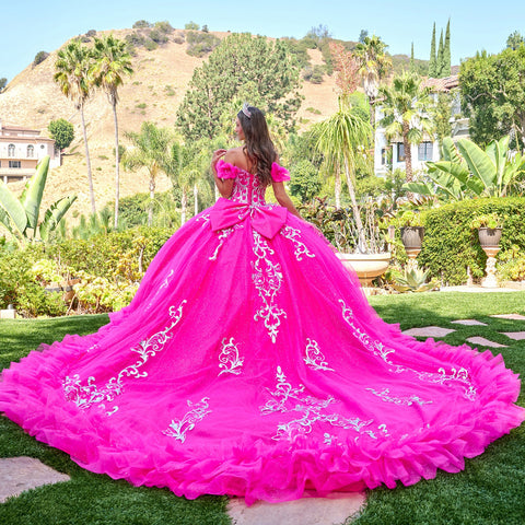 Elizabeth K GL3709 Off Shoulder Ruffled Ball Quinceañera Dress