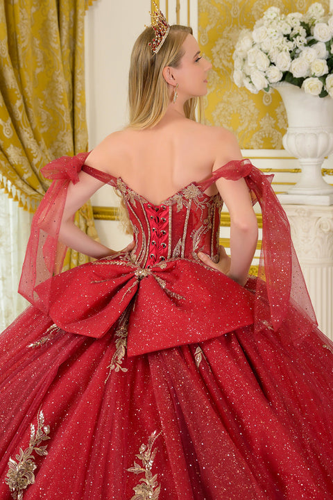 Elizabeth K GL3710 Off Shoulder Bow Ball Quinceañera Dress