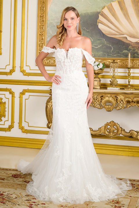 GLS Gloria GL3713 Fitted Off Shoulder Wedding Dress