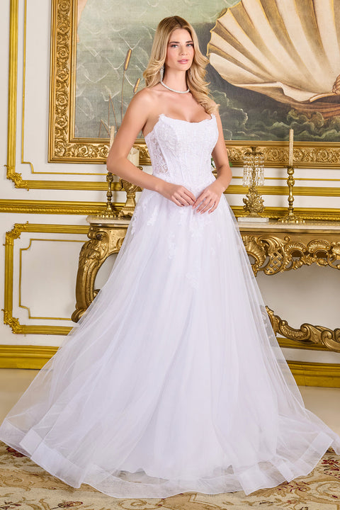 GLS Gloria GL3714 Applique Strapless Wedding Dress