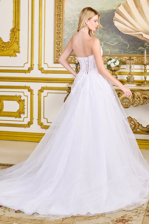GLS Gloria GL3714 Applique Strapless Wedding Dress