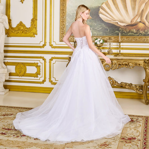GLS Gloria GL3714 Applique Strapless Wedding Dress