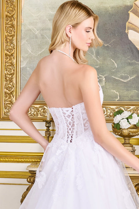 GLS Gloria GL3714 Applique Strapless Wedding Dress