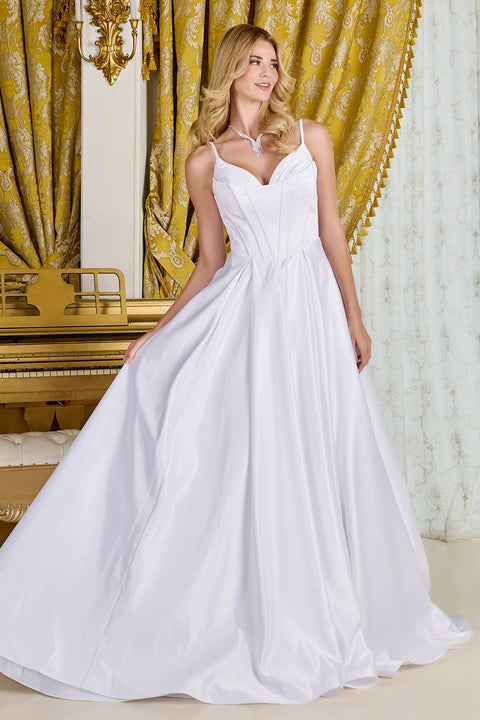 GLS Gloria GL3716 Satin V-Neck Wedding Dress