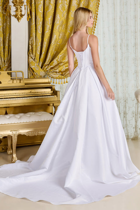 GLS Gloria GL3716 Satin V-Neck Wedding Dress