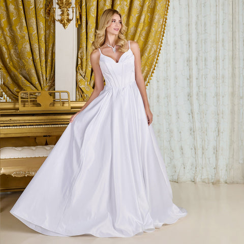 GLS Gloria GL3716 Satin V-Neck Wedding Dress
