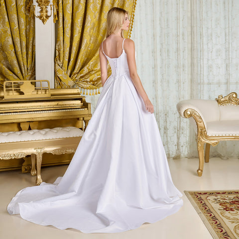 GLS Gloria GL3716 Satin V-Neck Wedding Dress