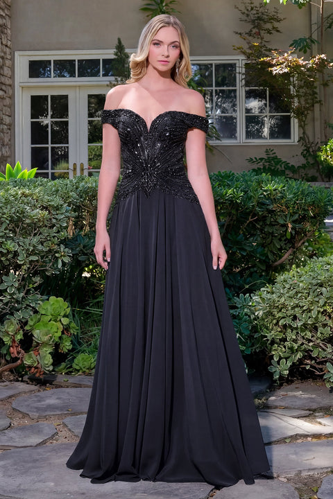 Elizabeth K GL3738 Off Shoulder A-line Prom & Evening Dress