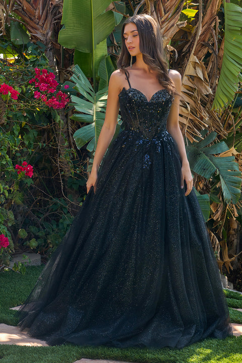 Elizabeth K GL3750 Glitter Sleeveless A-line Prom & Evening Dress