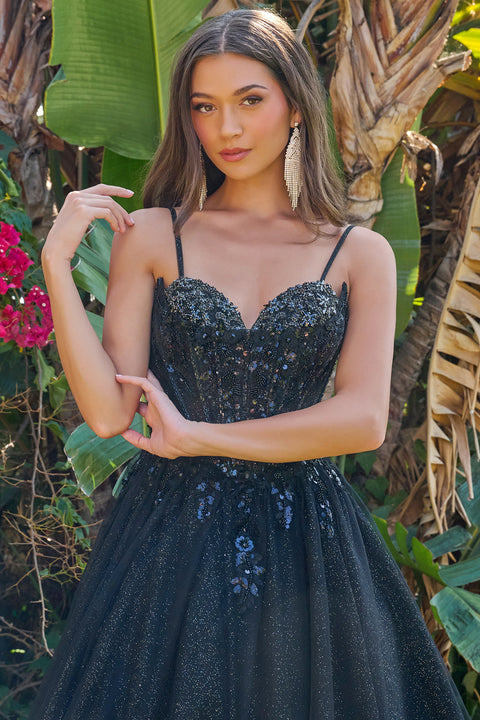Elizabeth K GL3750 Glitter Sleeveless A-line Prom & Evening Dress