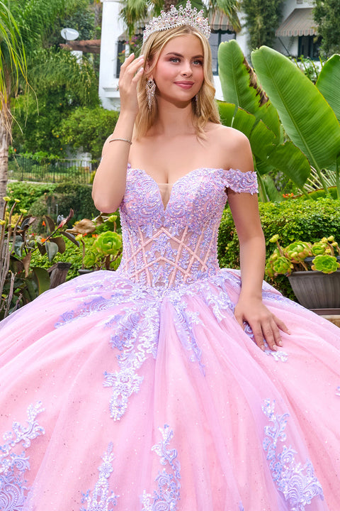 Elizabeth K GL3753 Applique Off Shoulder Ball Quinceañera Dress