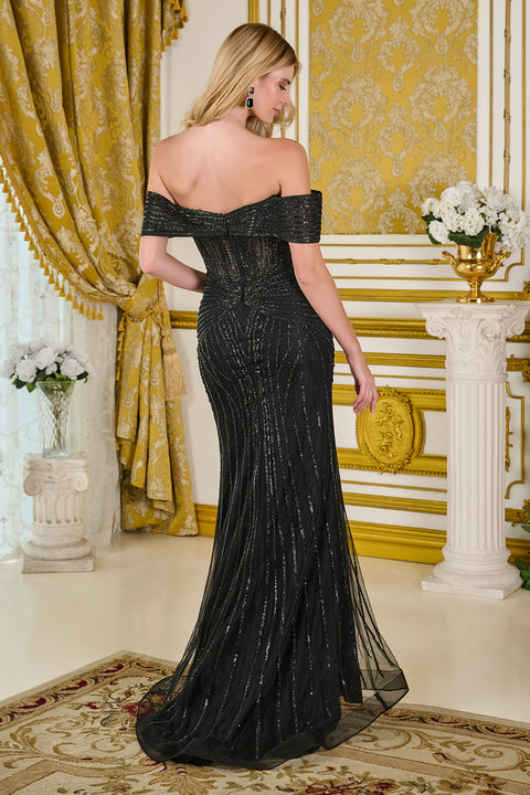 Elizabeth K GL3780 Beaded Off Shoulder Prom & Evening Dress