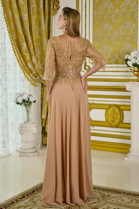 GLS Gloria GL3796 Beaded 3/4 Sleeve A-line Mother of the Bride Dress