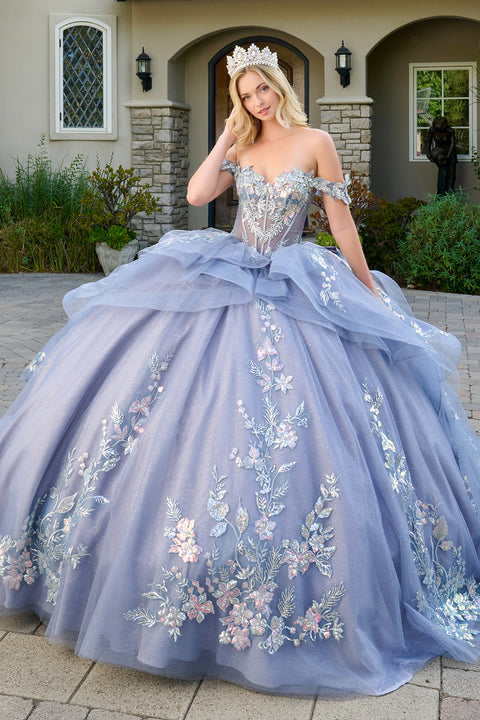 Elizabeth K GL3802 Off Shoulder Layered Ball Quinceañera Dress