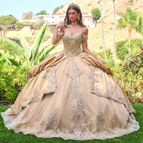 Elizabeth K GL3810 Satin Off Shoulder Ball Quinceañera Dress