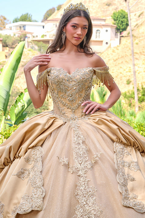 Elizabeth K GL3810 Satin Off Shoulder Ball Quinceañera Dress